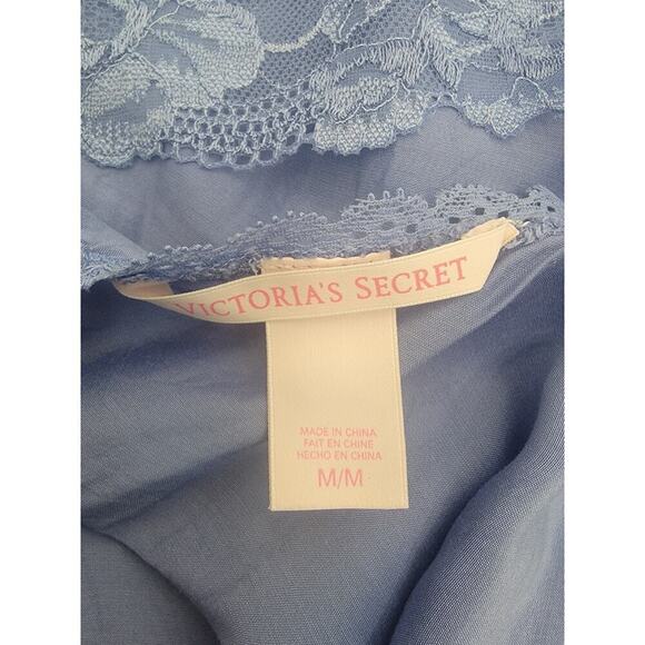 Victorias Secret Satin Mini Dress Womens Sz M Lace Trim 90's Fairy Blue Purple - Picture 14 of 16